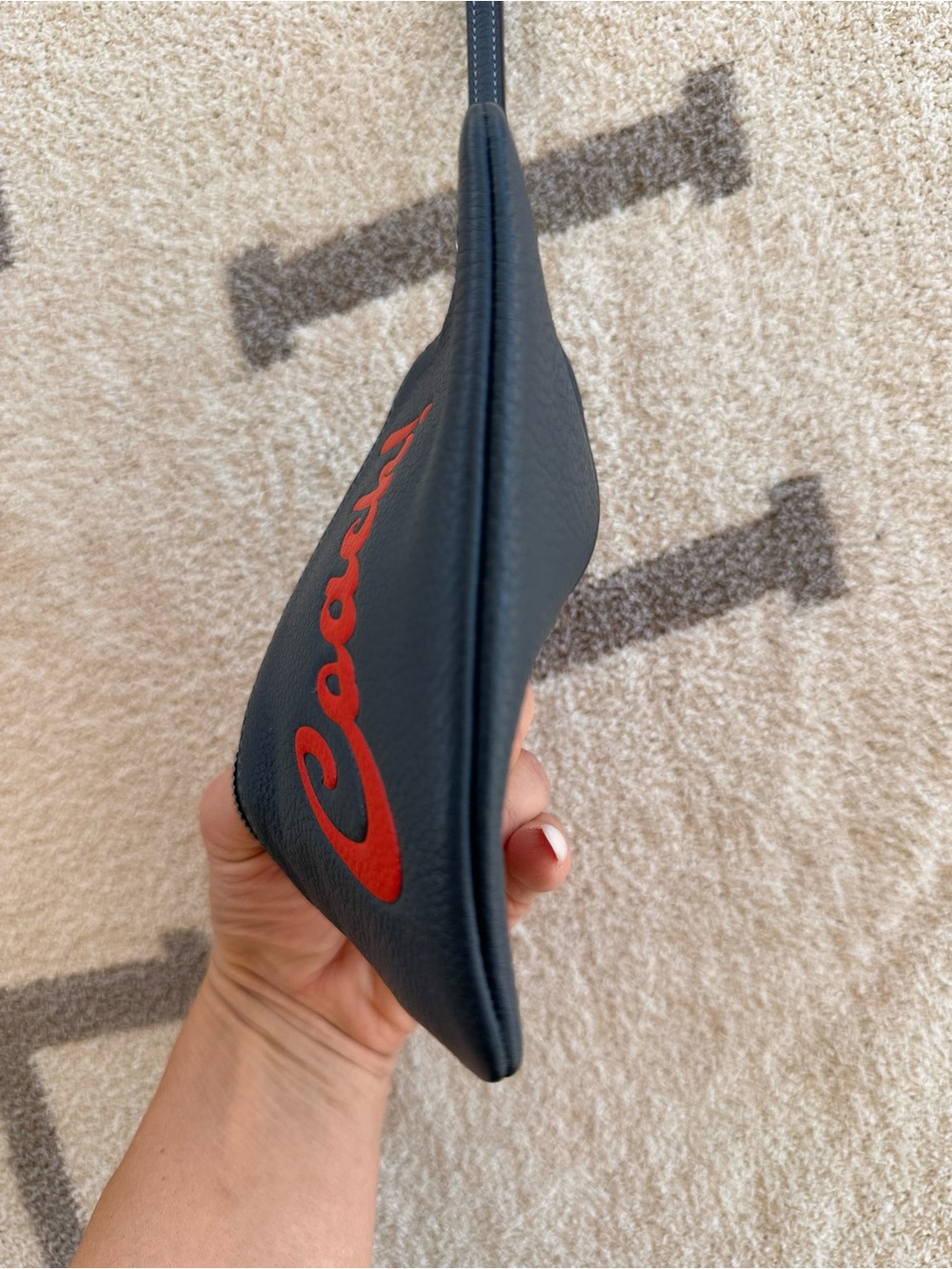Coach Black Leather Wristlet with Red Script Logo - Picture 7 of 7